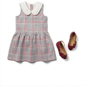 JANIE & JACK | NWOT Plaid Ruffle Trim Ponte Dress | 18-24M